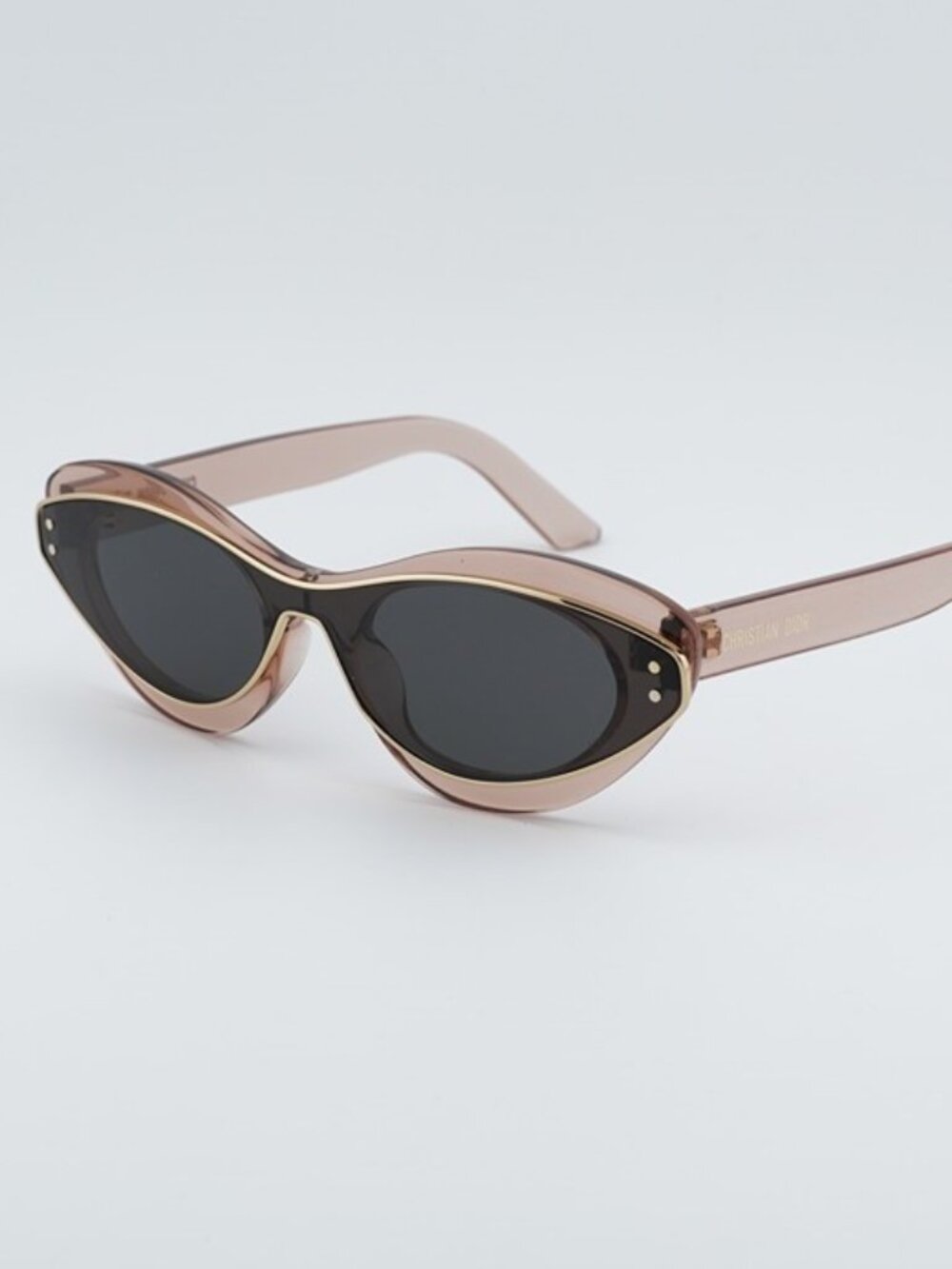Dior DIORMETEOR B1I 40A0 Sunglasses Matte Pink Cat Eye Frame, Smoke Lenses